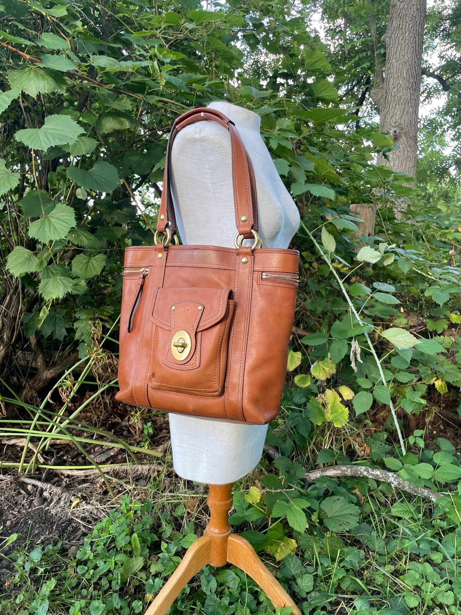 Vintage Coach 65th Anniversary Gigi Tote in Whiskey With Brass