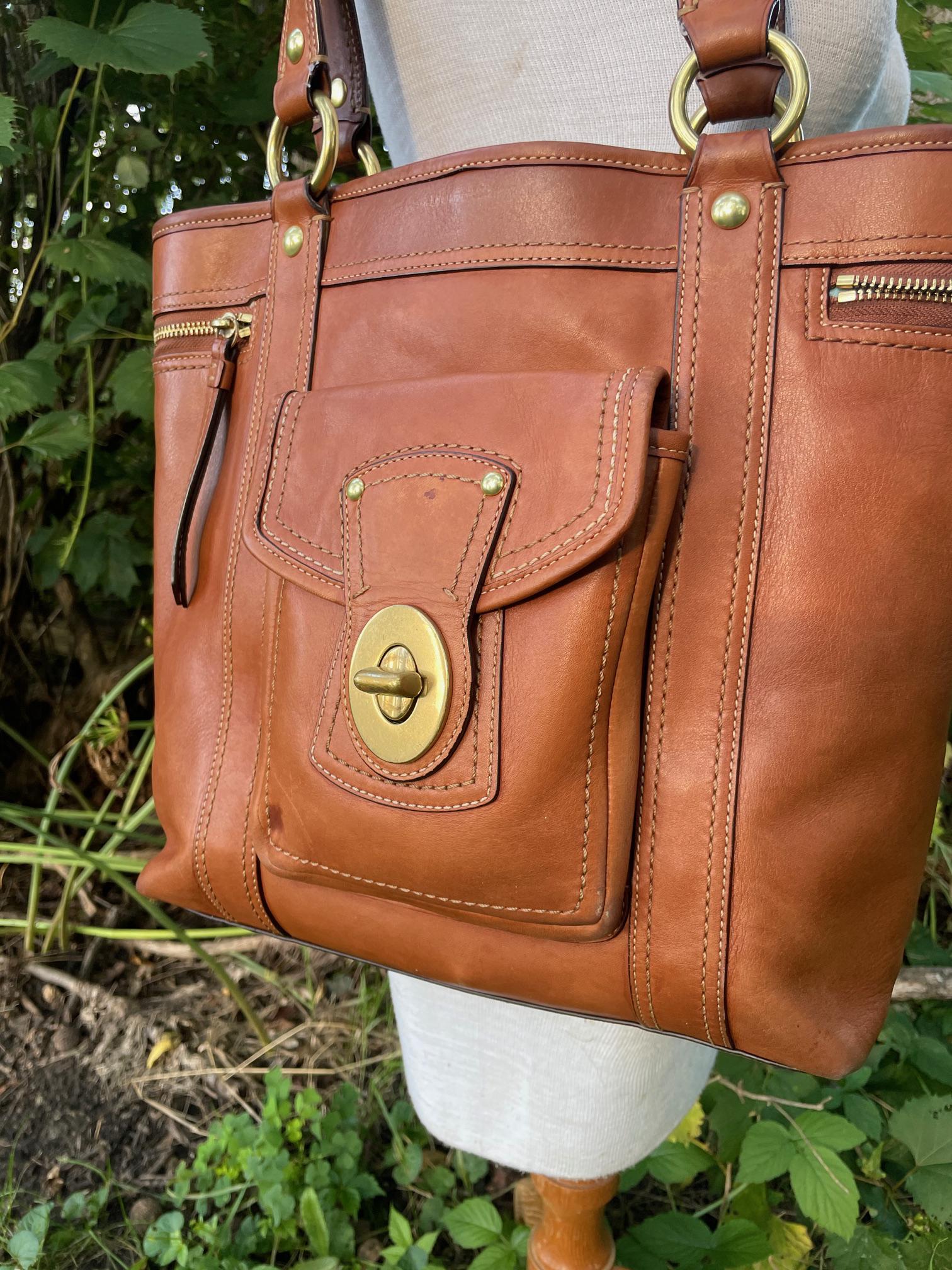 Vintage Coach 65th Anniversary Gigi Tote in Whiskey With Brass