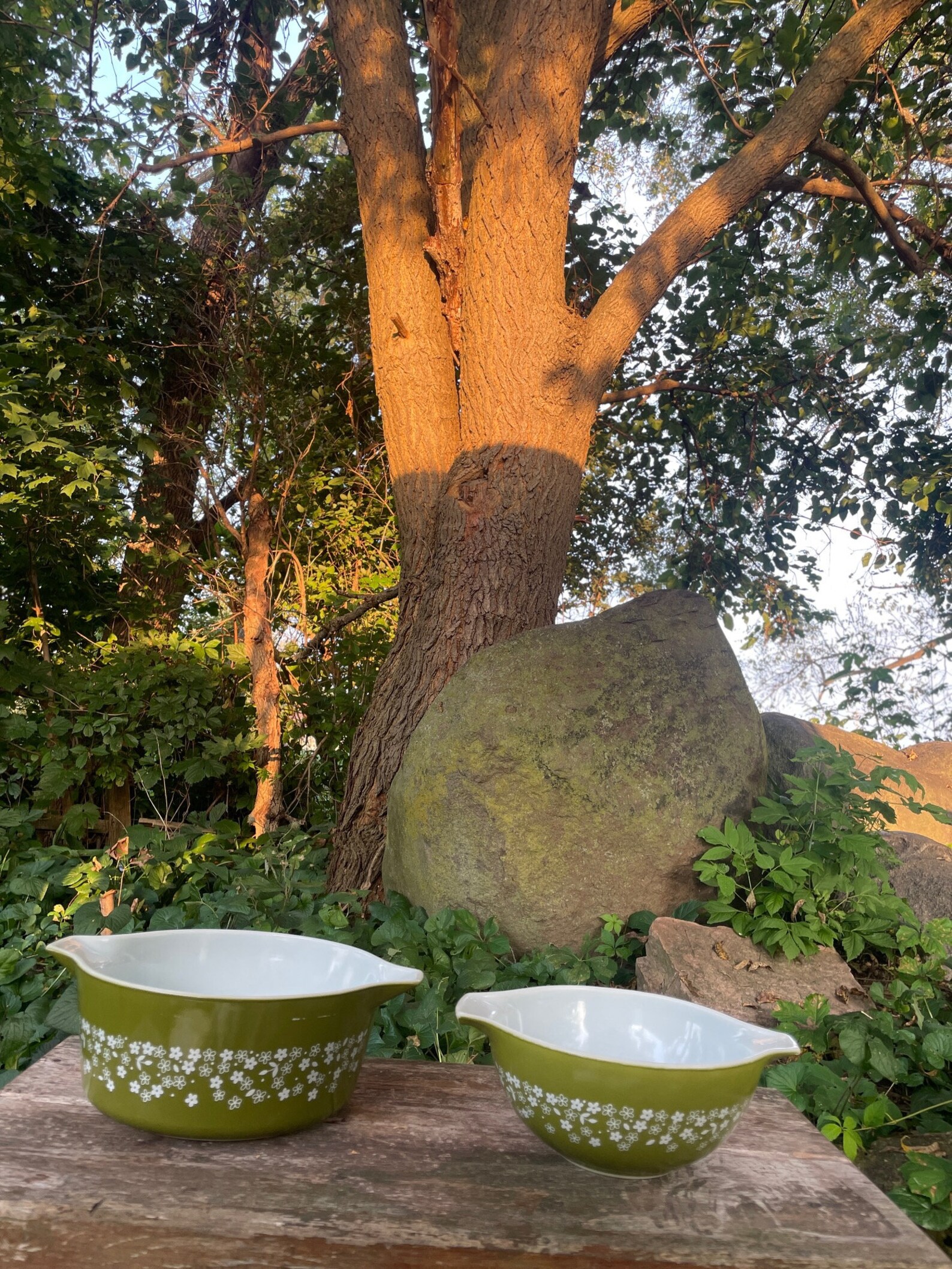 Vintage Pyrex Avocado Green Spring Blossoms Cinderella Bowl and ...