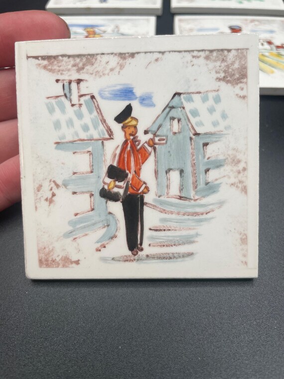 ヴィンテージ 手描き Dansmark デンマークコースター 5 枚セット