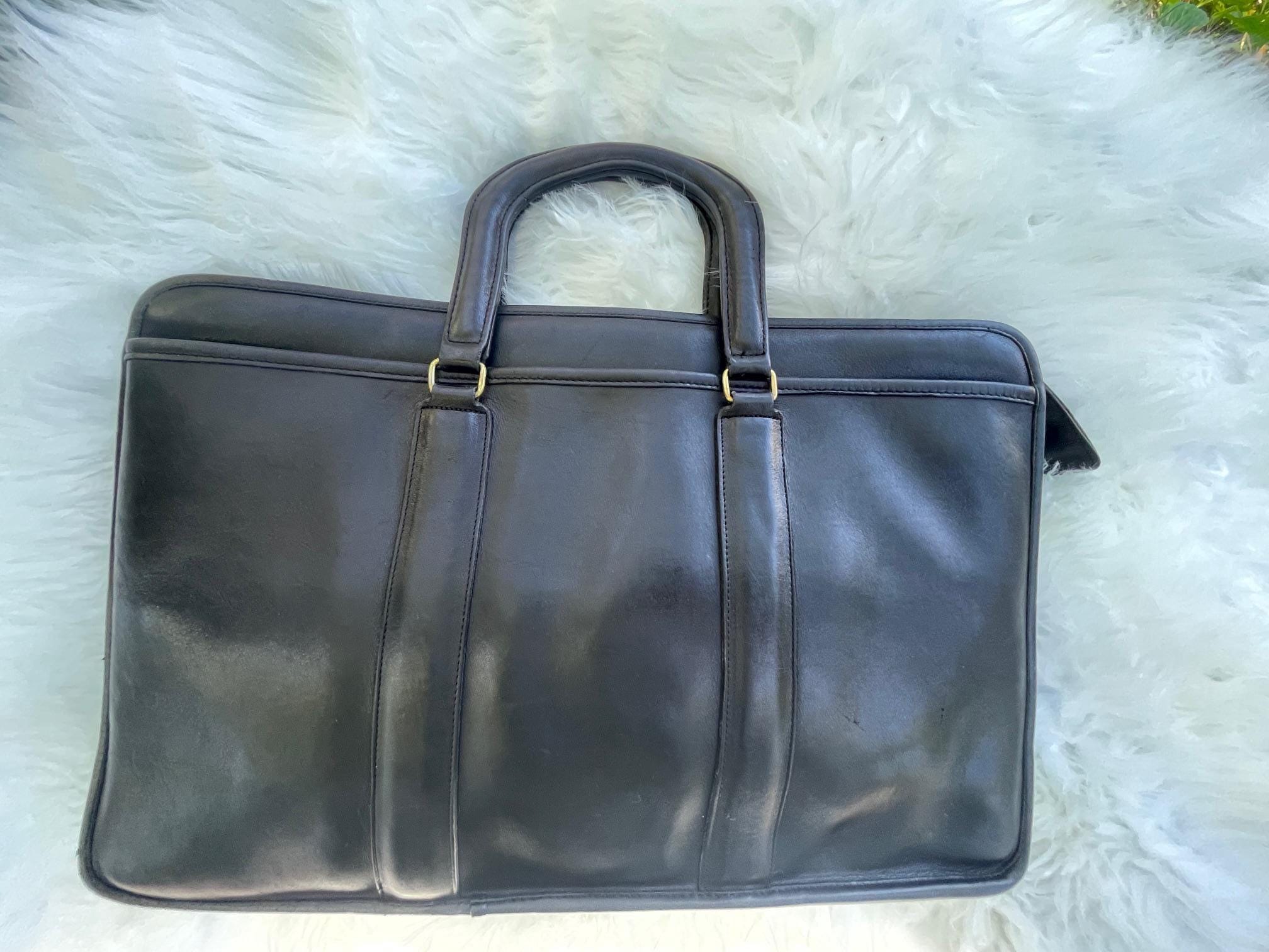 Vintage Black Coach Made in NYC Embassy Briefcase and Brass