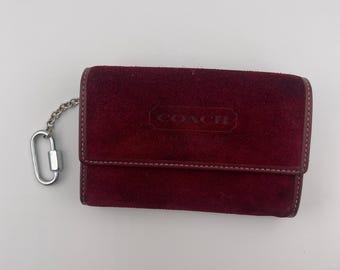 Vintage Coach Black Leather Wallet Kisslock Trifolding Coin Purse