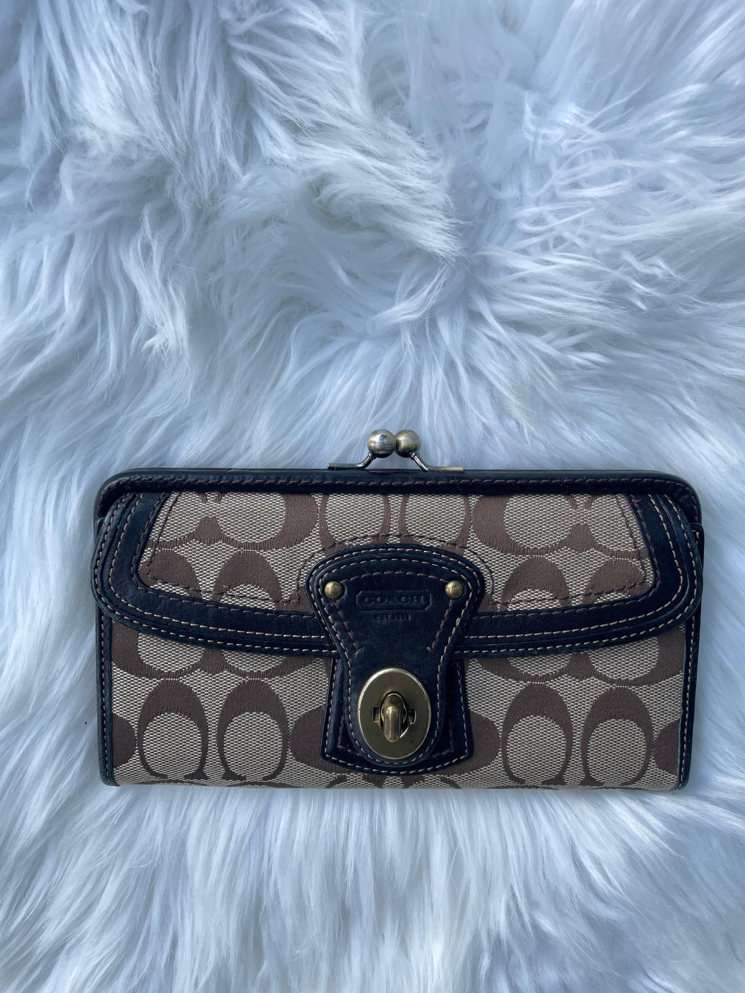 小物 Coach Legacy Kisslock Small Wallet y2k Rare* COACH Vintage 90s Legacy Brown Leather French Framed