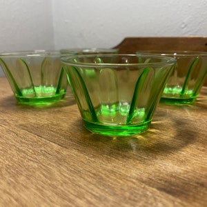 Vintage GLOWY Set of Four Uranium Glass Dessert Dishes