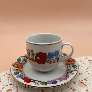 Vintage Kalocsa Teetasse und Untertasse