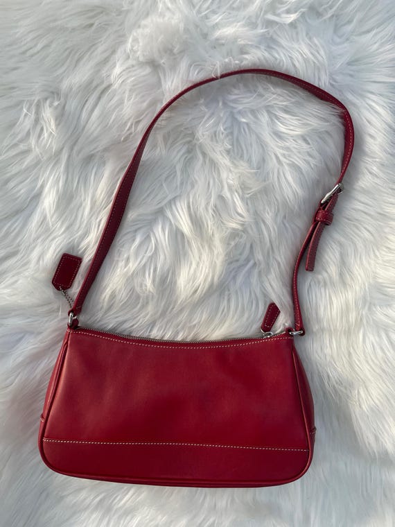 Vintage Coach Red Demi Hampton Shoulder Bag With Original Hangtag