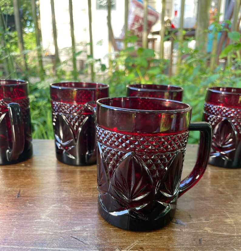 Vintage Ruby Cristal D'Arques Durand Mugs image 2