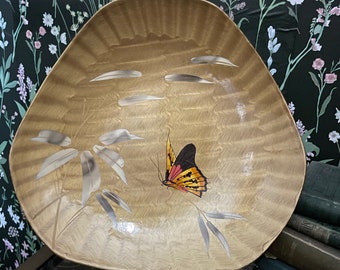 Vintage Asian Gold Lacquer Butterfly Tray/Plate