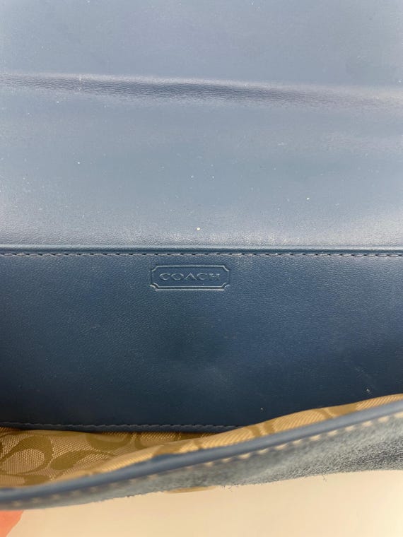 Vintage Coach Y2K Blue Suede Envelope Wallet With Signature