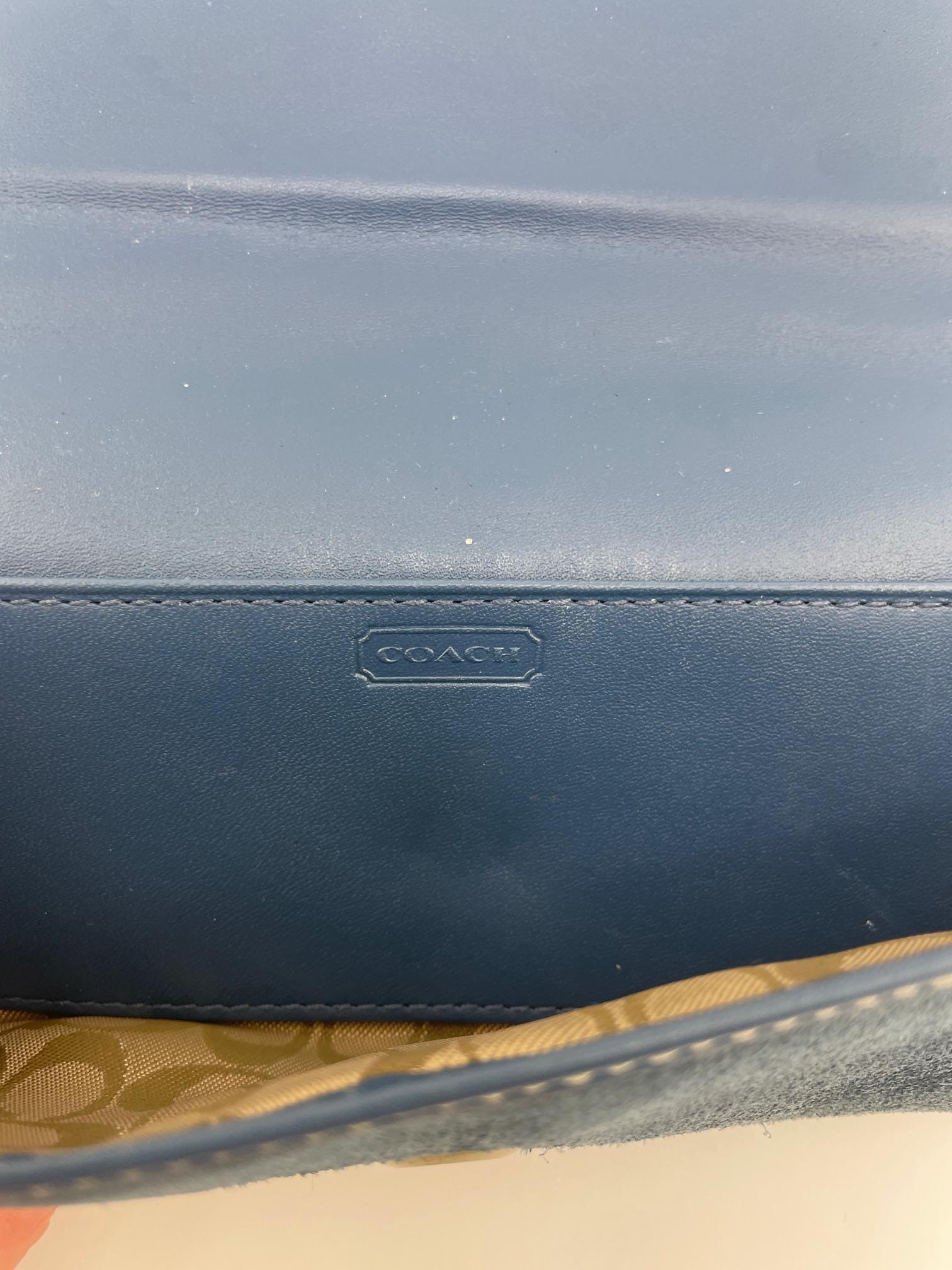小物 Vintage coach Signature Wallet y2k blue Vintage Coach Y2K Blue Suede Envelope Wallet With Signature
