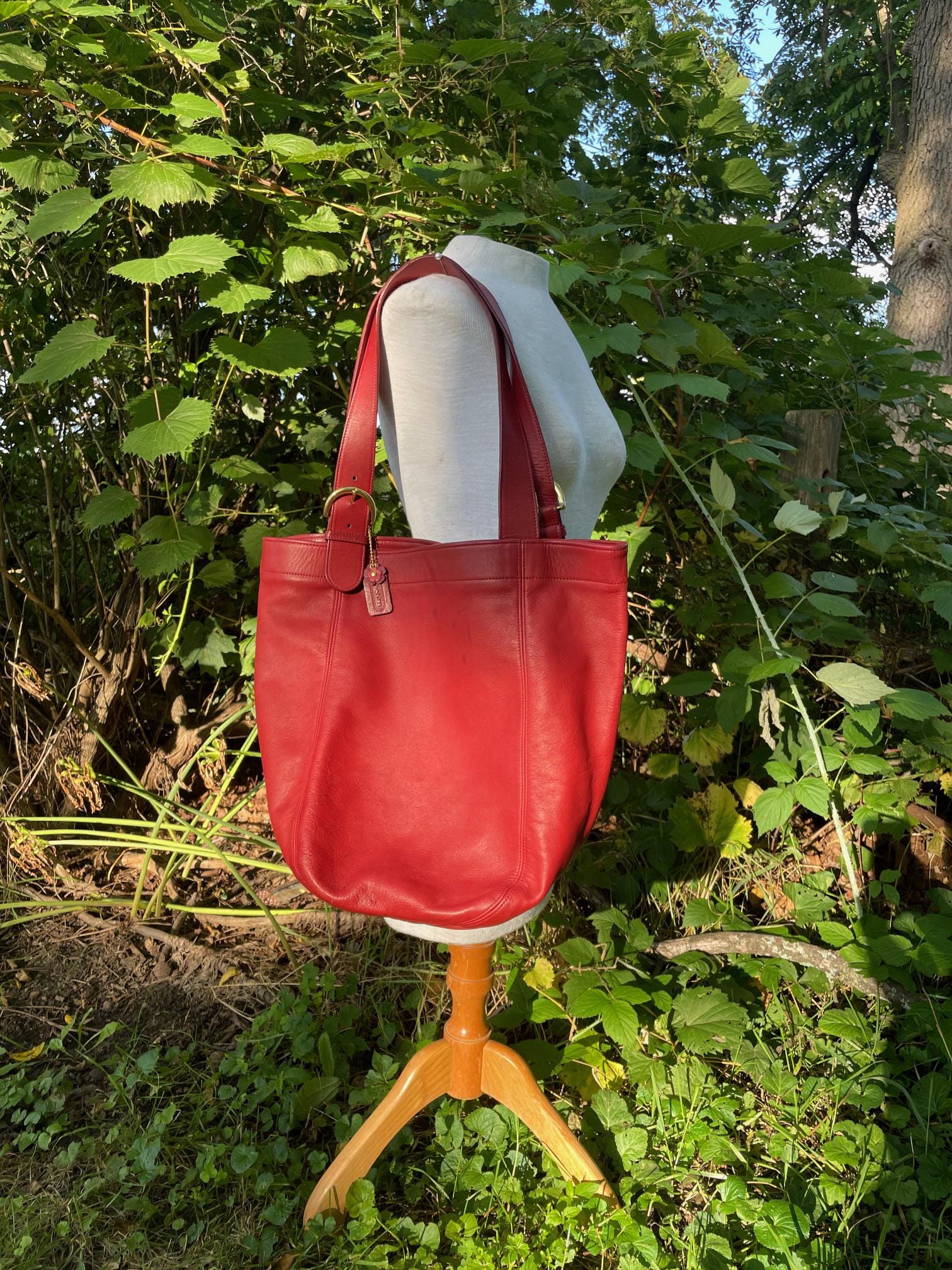 Vintage Red Coach Soho Bag With Original Hangtag and Brass 