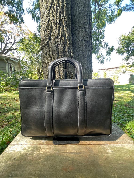 Vintage Black Coach Made in NYC Embassy Briefcase and Brass