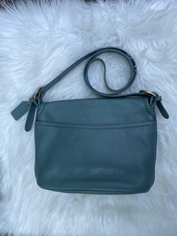 Vintage Coach Fletcher Crossbody Bag in Ocean With Brass