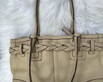 バッグ COACH soho signechar totebag beige Coach Soho Bone (cream) Pebbled Leather Tote Bag With Nickel