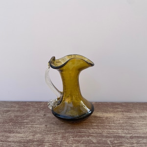 Vintage Amber Crackle Glass Pitcher