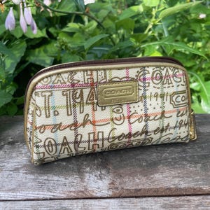 Coach Coated Canvas Cosmetic Pouch with Pink Interior