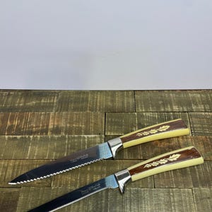 Vintage Sheffield Woodland Pattern Carving Knife Set (Two Knives)