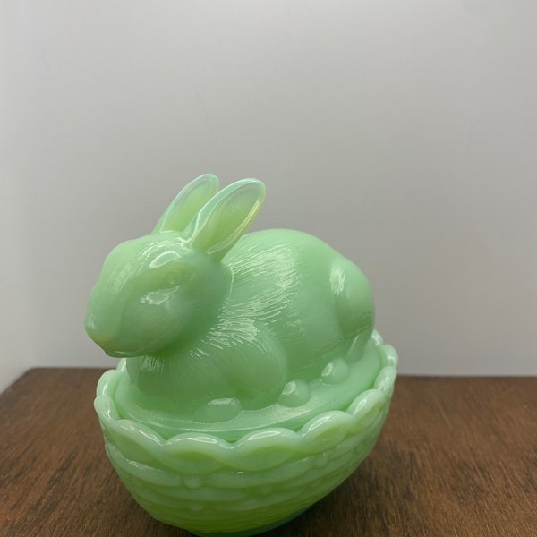 Vintage Mosser Jadeite Bunny on Nest