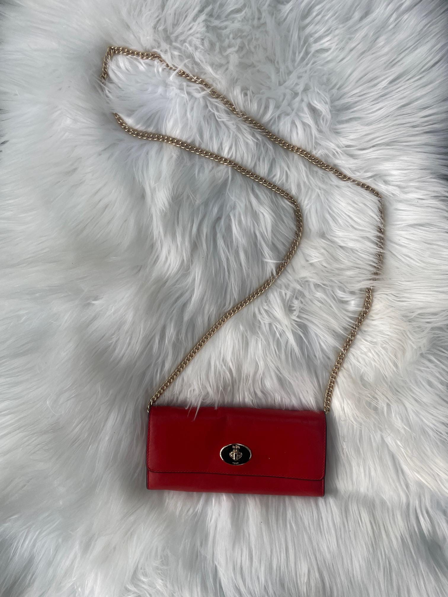 Coach Red Slim Envelope Wallet With Chain - Crossbody Bag - Etsy