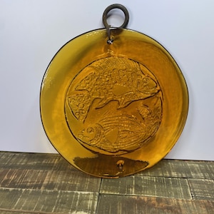 Vintage Amber Blenko Sternzeichen Suncatcher - Pisces / Fische