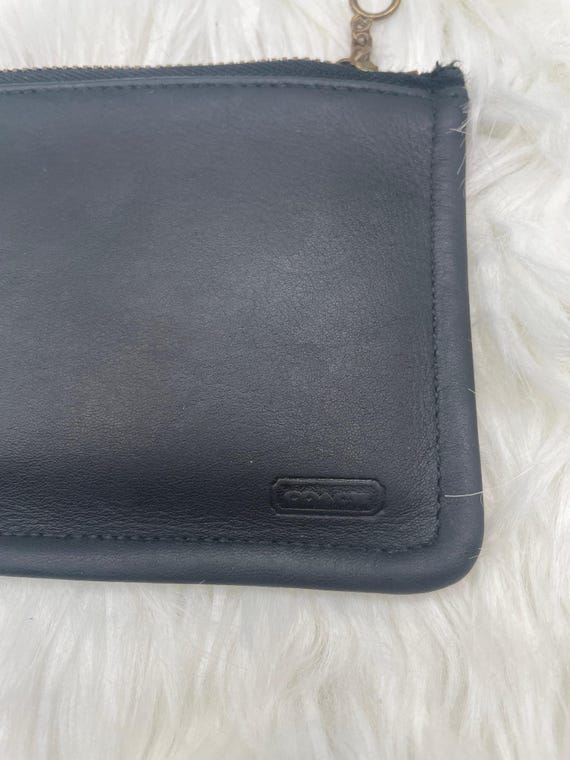 Vintage Black Coach Skinny Zip Utility Pouch With Striped Lining