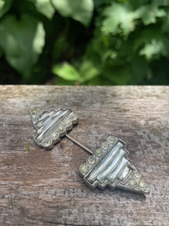 Vintage Art Deco Glass and Rhinestone Hat Pin / Brooch - Etsy display picture 3