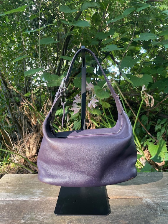 バッグ Vintage Coach Mini Bag in Purple Leather Vintage RARE! Coach Ink Mini Hobo With Nickel Hardware and