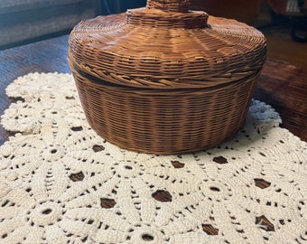 Vintage Boho Basket with Lid
