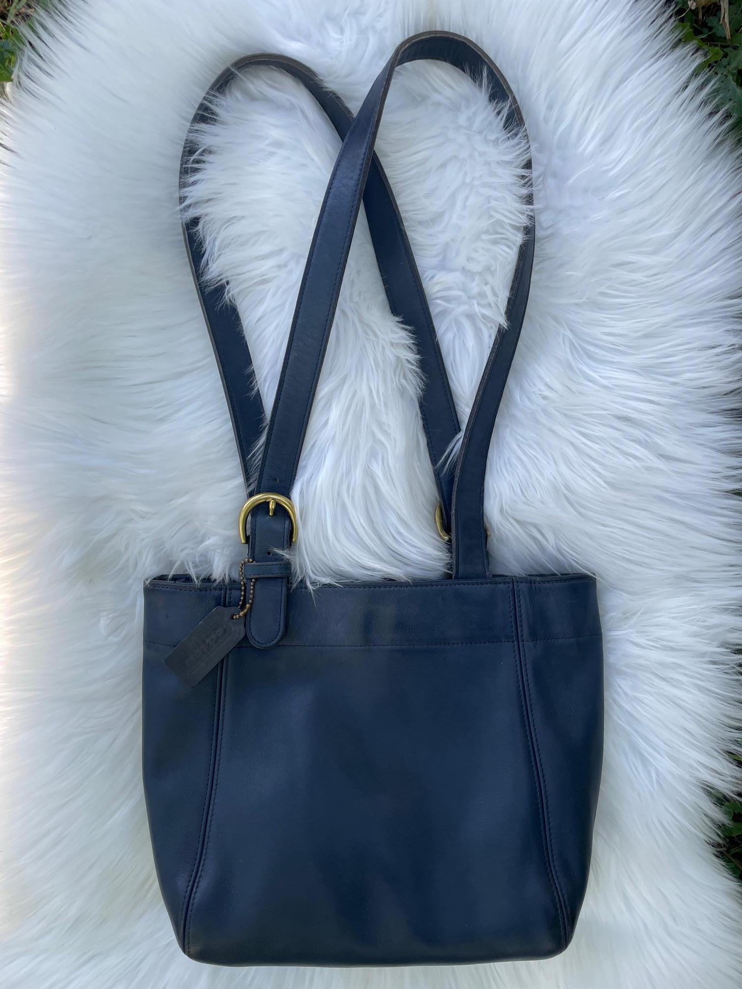 Vintage Coach Soho Buckle Bag in Navy With Brass Hardware With