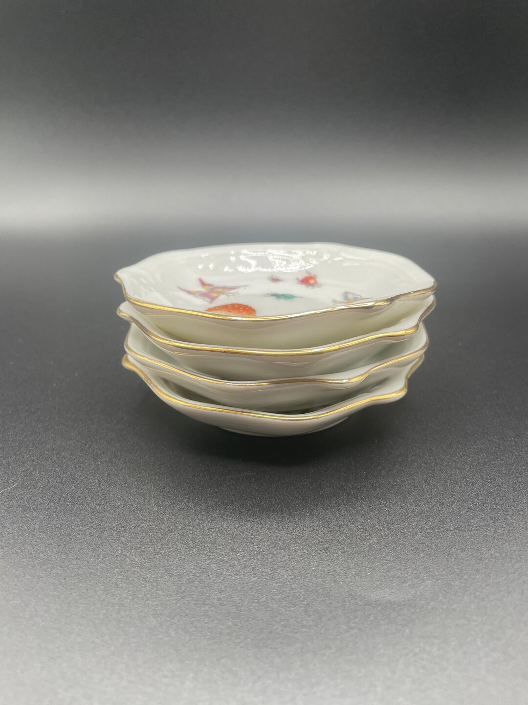 Vintage Set of Four Darling Spring-themed Miniature Dishes Featuring ...
