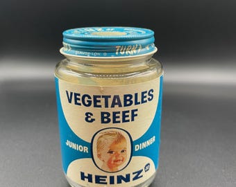 Vintage Heinz Vegetables and Beef Junior Baby Food Jar