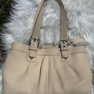 Coach Soho Bone (Cream) Pebbled Leather Tote Bag with Nickel Hardware and Original Hangtag - Number F13733
