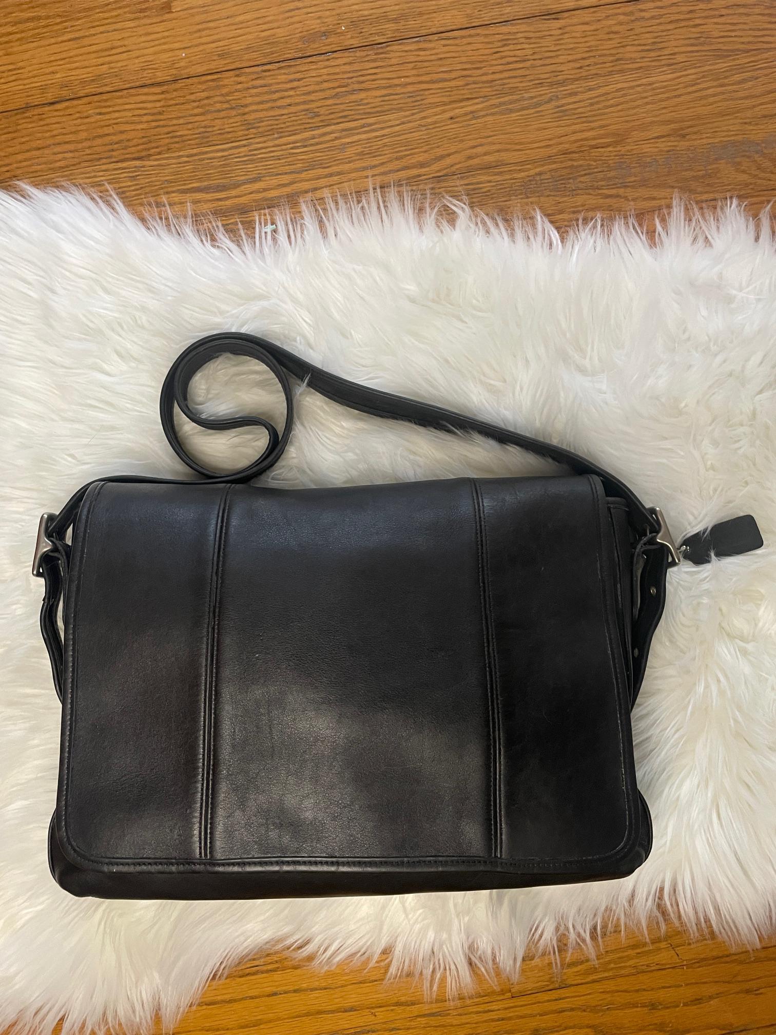 Vintage Coach Black Legacy Mail Bag With Nickel Hardware and