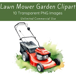 Rasenmäher Clipart, Clipart-Bilder Gartenarbeit, PNG Clipart für kommerzielle Nutzung, Scrapbooking Papierhandwerk, Junk Journal
