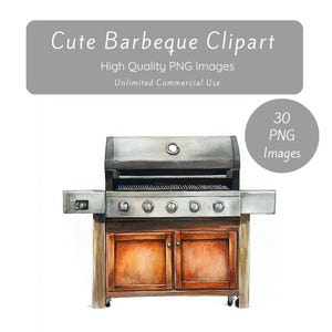 Barbeque Clipart, Backyard BBQ Clipart, Barbeque Summer Party, Grill Clipart, Instant Digital Download, Personal and Commercial Use