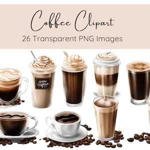 Coffee Clipart, Cup of Coffee Clipart in PNG, Commercial Use Clipart, Coffee Lover Clipart