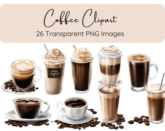 Coffee Clipart, Cup of Coffee Clipart in PNG, Commercial Use Clipart, Coffee Lover Clipart