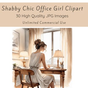 Watercolor Office Clipart, Planner Girl Clipart, Shabby Chic Office Images, Business Girl Illustrations, Commercial Use Digital Clipart