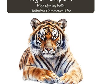 Tiger Clipart, Wild Animal Clipart, Printable Clipart, Instant Digital Download, Animal Image, Junk Journal, Paper Craft, Scrapbooking