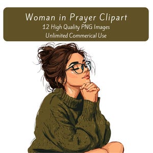 Woman Praying Clipart, Woman in Prayer Graphics, High Quality PNG Transparent Clipart, Printable Clipart, Digital Download, Devotional