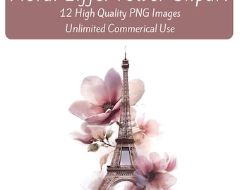 Eiffel Tower Clipart, Watercolor Paris Clipart, Printable Clipart, Digital PNG Clipart, Paris Illustration, Paper Craft, Junk Journal