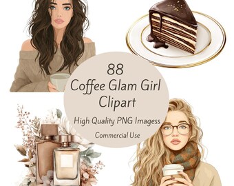 Glam Planner, Coffee Girl Clipart, Self Care Clipart, Digital Planner, Coffee Clipart, PNG Clipart, Digital Sticker, Junk Journal