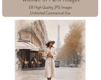 Woman in Paris Clipart, French Girl Graphics, Paris Girl Clipart, Digital Download, Eiffel Tower, France Travel Clipart, Printable Clipart