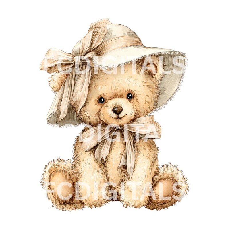 Cute Teddy Bear Watercolor Clipart, Baby Shower, Nursery Wall Art ...