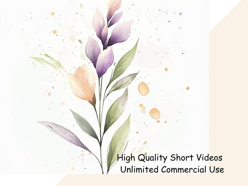 Flower Clipart Videos, Watercolor Floral Clipart, MP4 Videos, Digital Download Videos, Digital Marketing Reels, Animated Flower Clipart