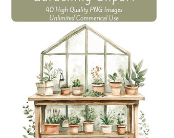 Clipart di giardinaggio, Clipart di orto, Clipart stampabili, Immagini PNG, Clipart di giardino esterno, Download digitale istantaneo, Scrapbooking
