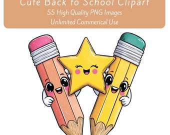 Cute Back to School Clipart, Classroom Decoration Clipart, School Supplies Clipart, Back to School Clipart With Faces, Teacher Graphics