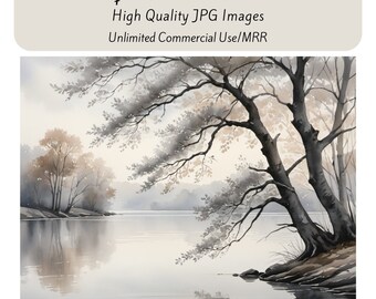 Printable Wall Art, Tranquil Nature Wall Art, Sellable Wall Art Prints, Digital Download, Images with MRR, Mixed Media Art, JPG Images
