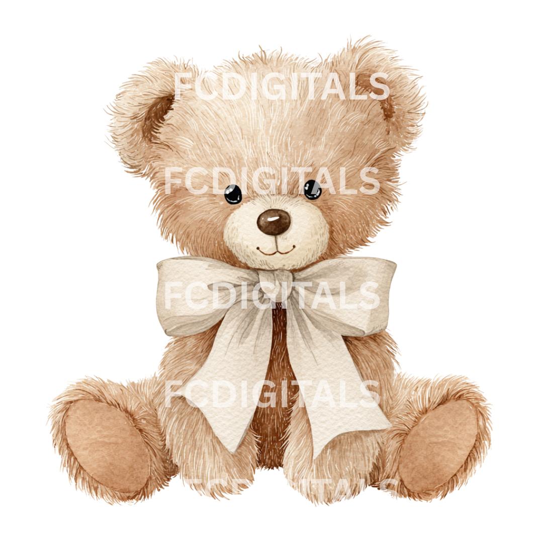 Teddy Bear Watercolor Clipart, Baby Shower, Nursery Wall Art, Digital ...