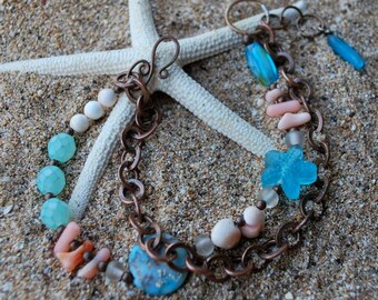 Glass and Shells Seaside Bracelet